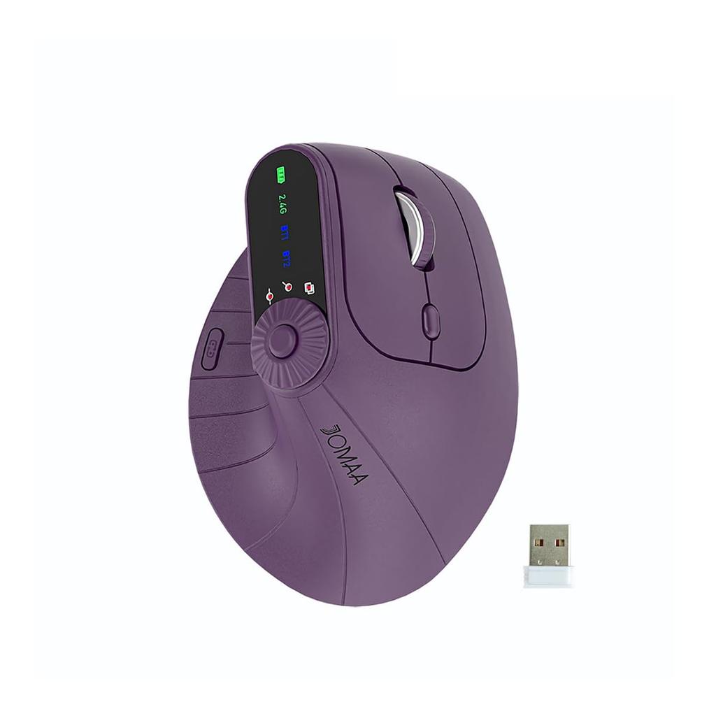 OUSEITECH X JOMAA Wireless Ergonomic Rechargeable Vertical Mouse with Horizontal 5 Function Dial Bluetooth Wireless Ergonomic Compatible with Button