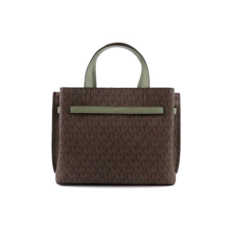 Michael Kors MK Emilia Commuter Logo Color Block Square Zipper Leather Tote Shoulder Crossbody Bag Small Women Bags 35H0GU5S1B-ARMY-GREEN