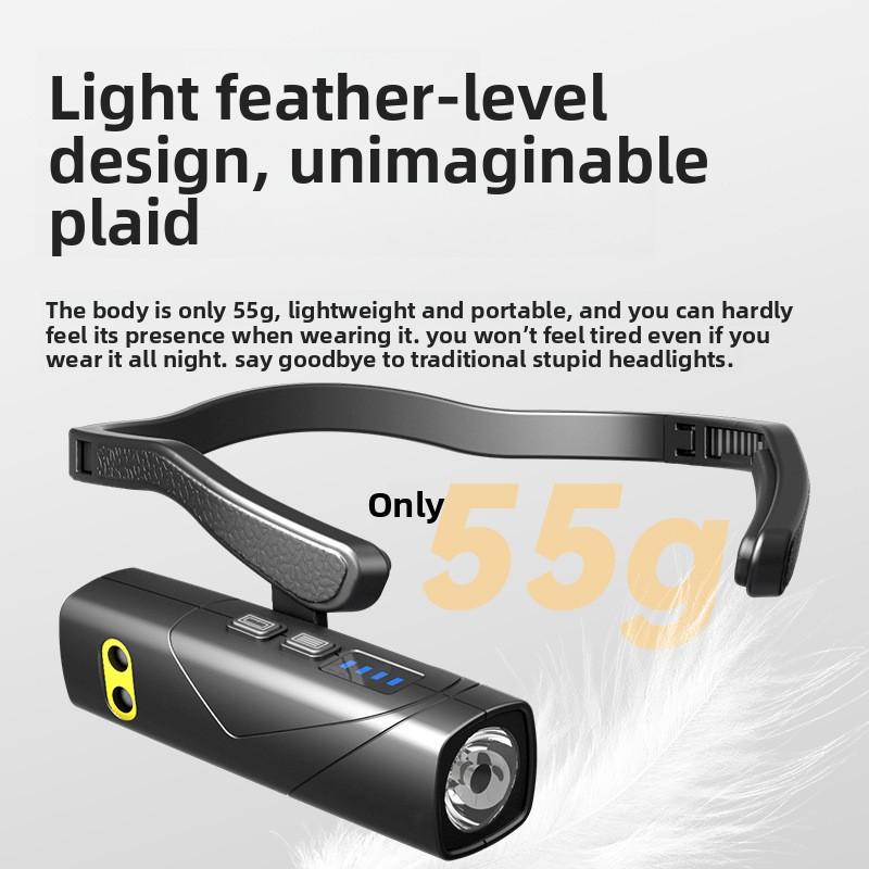 Rød og Hvit Dobbelt Lyskilde Induksjon Hodelykt USB-lading Utendørs Nattfiske Nattløping Lettvekt Sidehengende Ørebærende