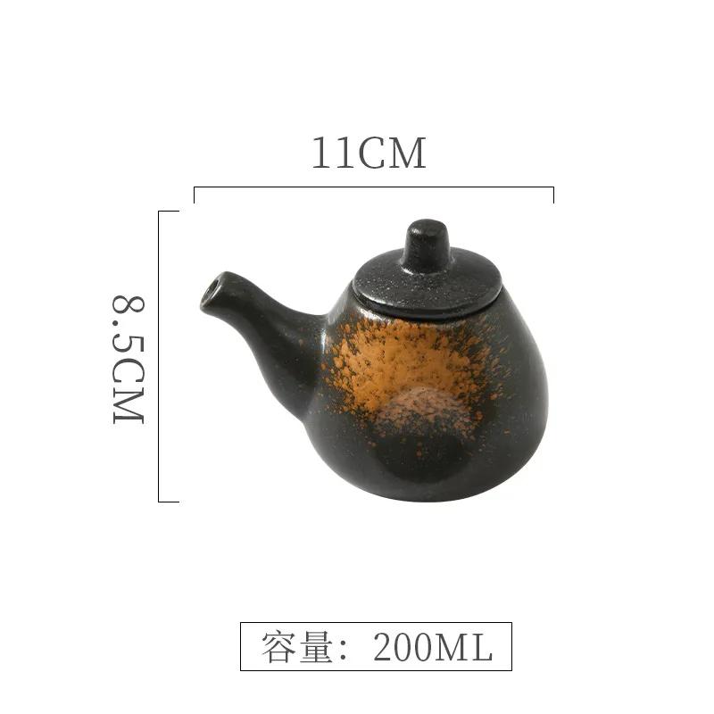 Japanese Retro Ceramic Oil Pot Household Kitchen Utensils Seasoning Pot Oil Vinegar Seasoning Bottle Kitchen Ceramic Tableware