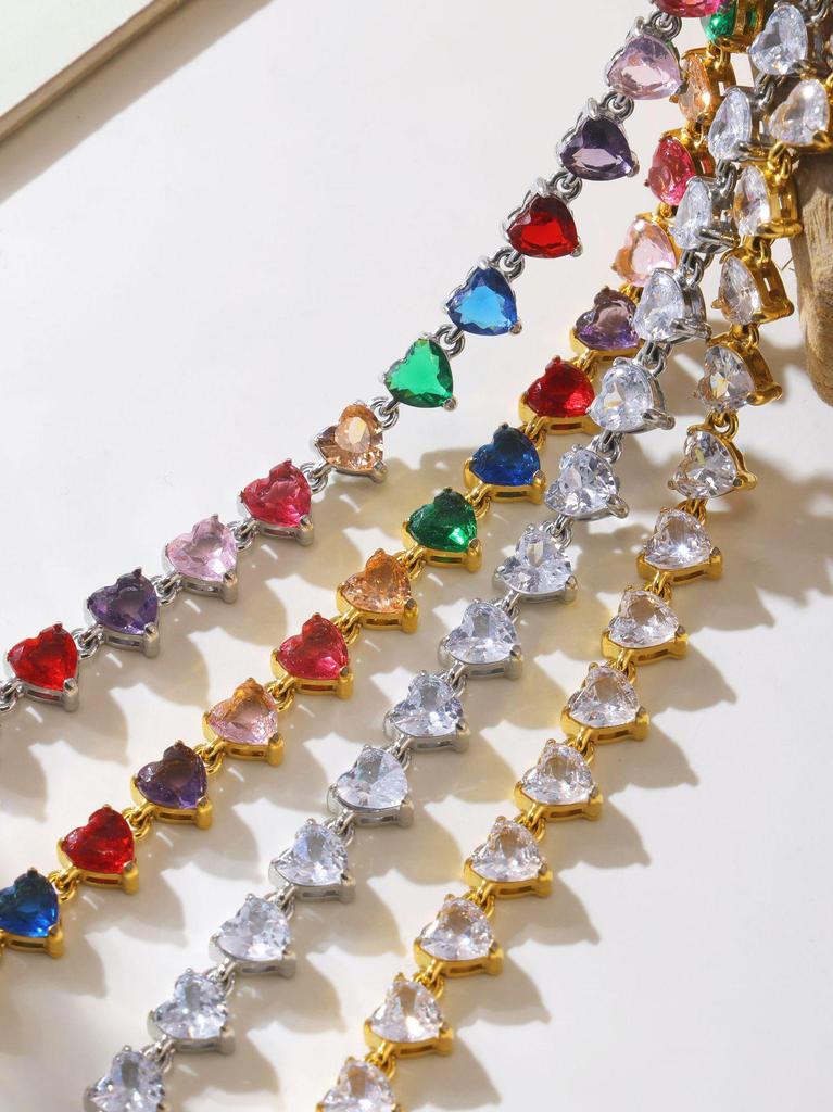 Heart-Shaped 5A Zircon Clavicle Necklace Set - European & American Style Women's Jewelry