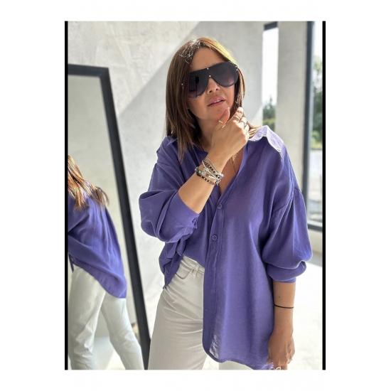 Cămașă de damă cu buzunar supradimensionat, cu umăr în jos