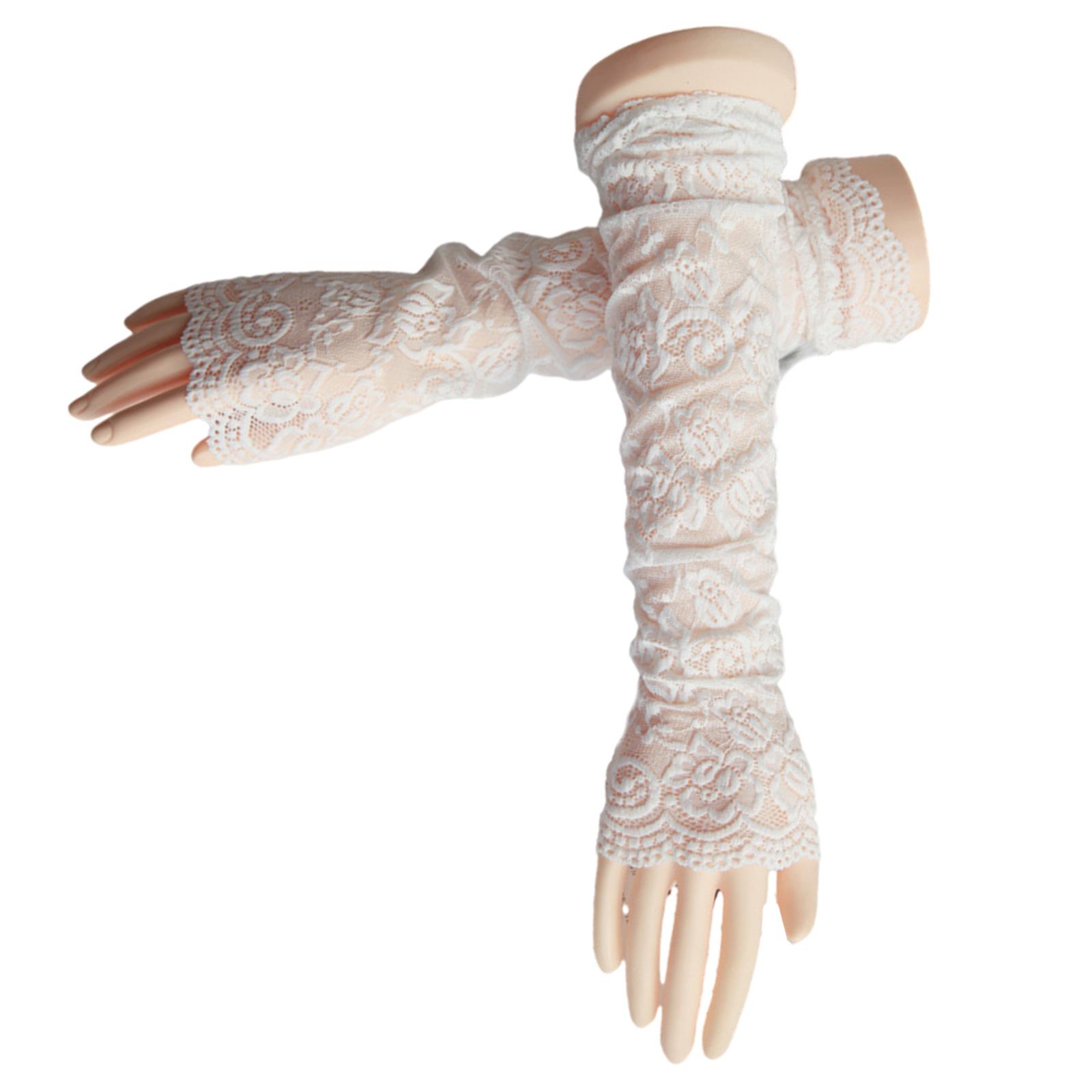 

Кружевные Цветочные Нарукавники Солнцезащитные Рукава Женские Модные Защитники Рук для Вождения Велоспорта и Активного Отдыха белый