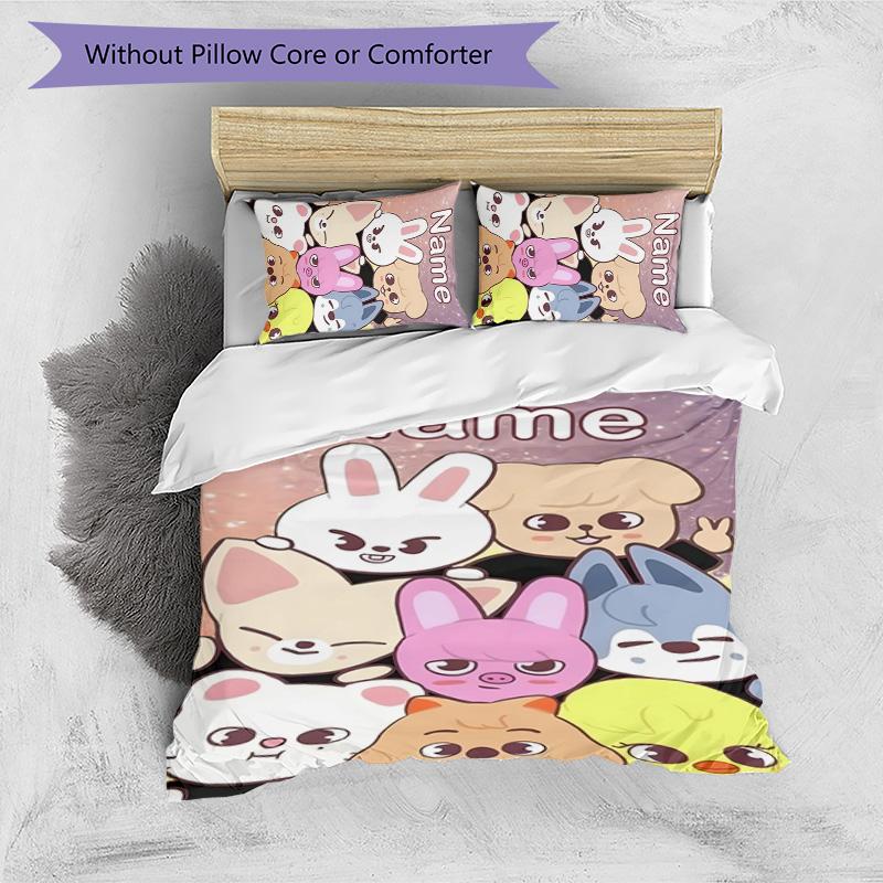 3pcs Kpop Team2 Cover Set - Personalized Name, HD Printed Bedding with 1 Cover and 2 Pillowcases - Perfect for Home Decor, Easy Care
