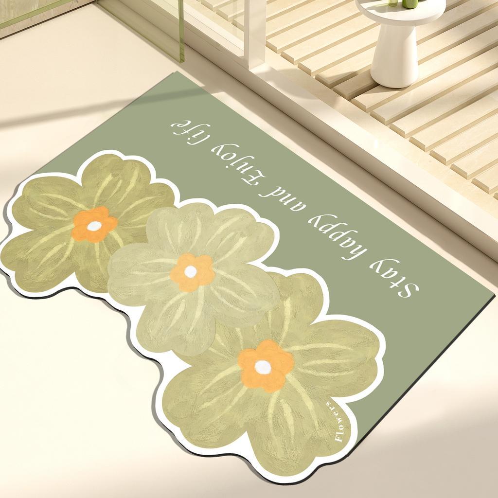 Blumenförmige Bodenmatte, rutschfeste und saugfähige Matte für den Badezimmereingang, Toilette, weiches Kissen, Badezimmer-Fußmatte