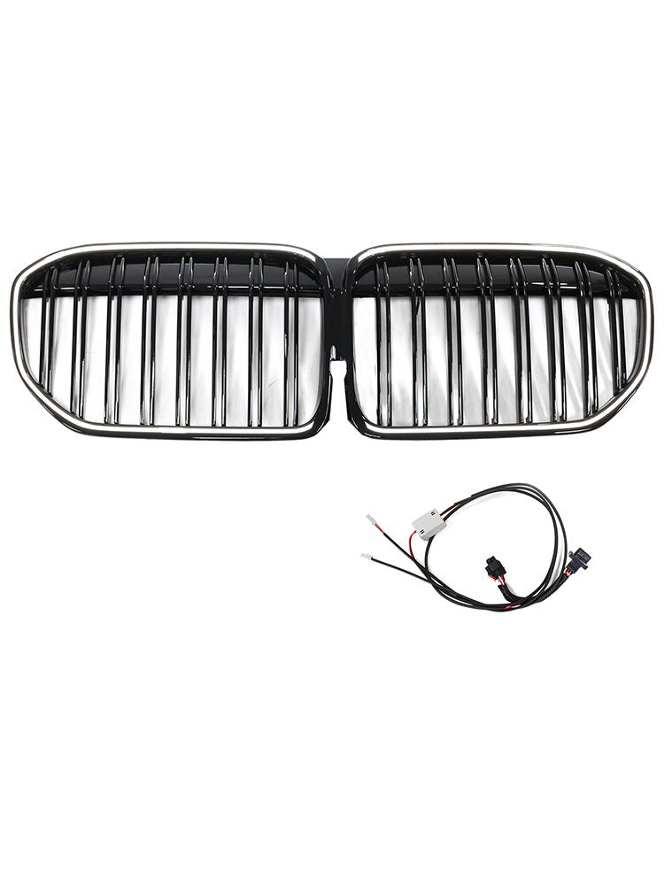 Double Slat Gloss Black Front Grill Grille Fit BMW 7 Series G11 G12 2019-2022