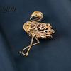 Women Brooch Flamingo Shape Rhinestone Decor Anti-slip Wear-resistant Suit Coat