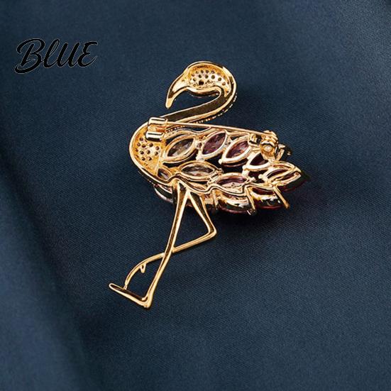 Women Brooch Flamingo Shape Rhinestone Decor Anti-slip Wear-resistant Suit Coat