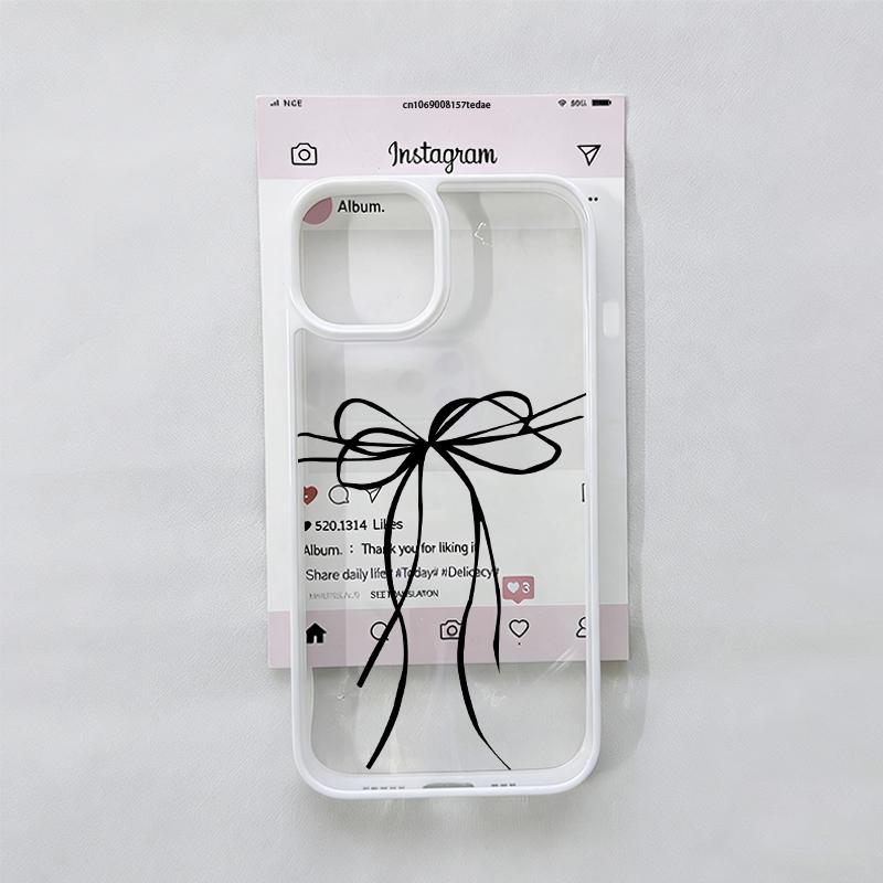 Cute Pink Ribbon Bow Phone Case for IPhone 17 Pro Max 13 15 14 11 12 16 Pro Max 16E XR 8 Plus Transparent Shockproof Cover Coque
