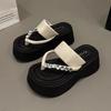 Go Out Heightening Sandals 7cm Small Man Advanced Rhinestone Herringbone Summer Wear 2025 New Muffin Bottom Slippers
