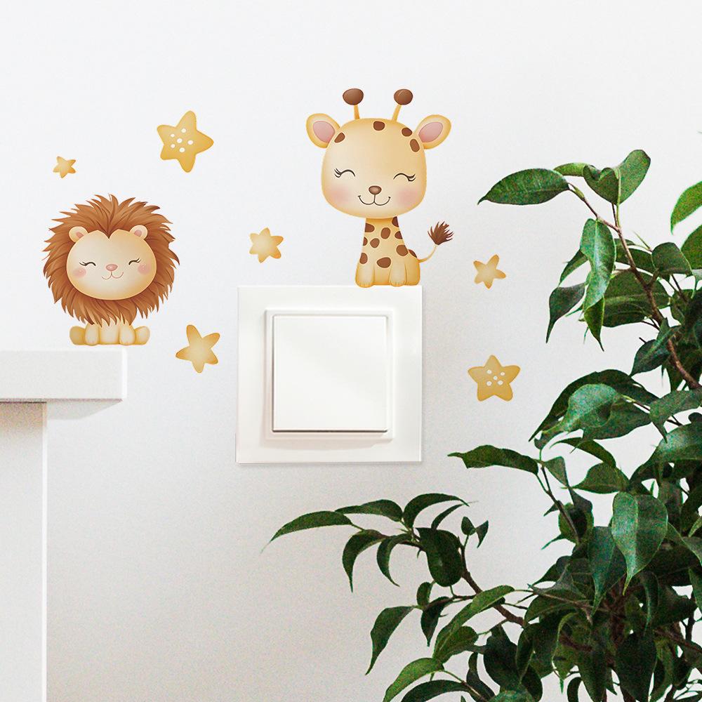 Lion Deer Stars Switch Sticker Self-Adhesive Removable Wall Sticker for Living Room Bedroom Hallway Home Decor Art