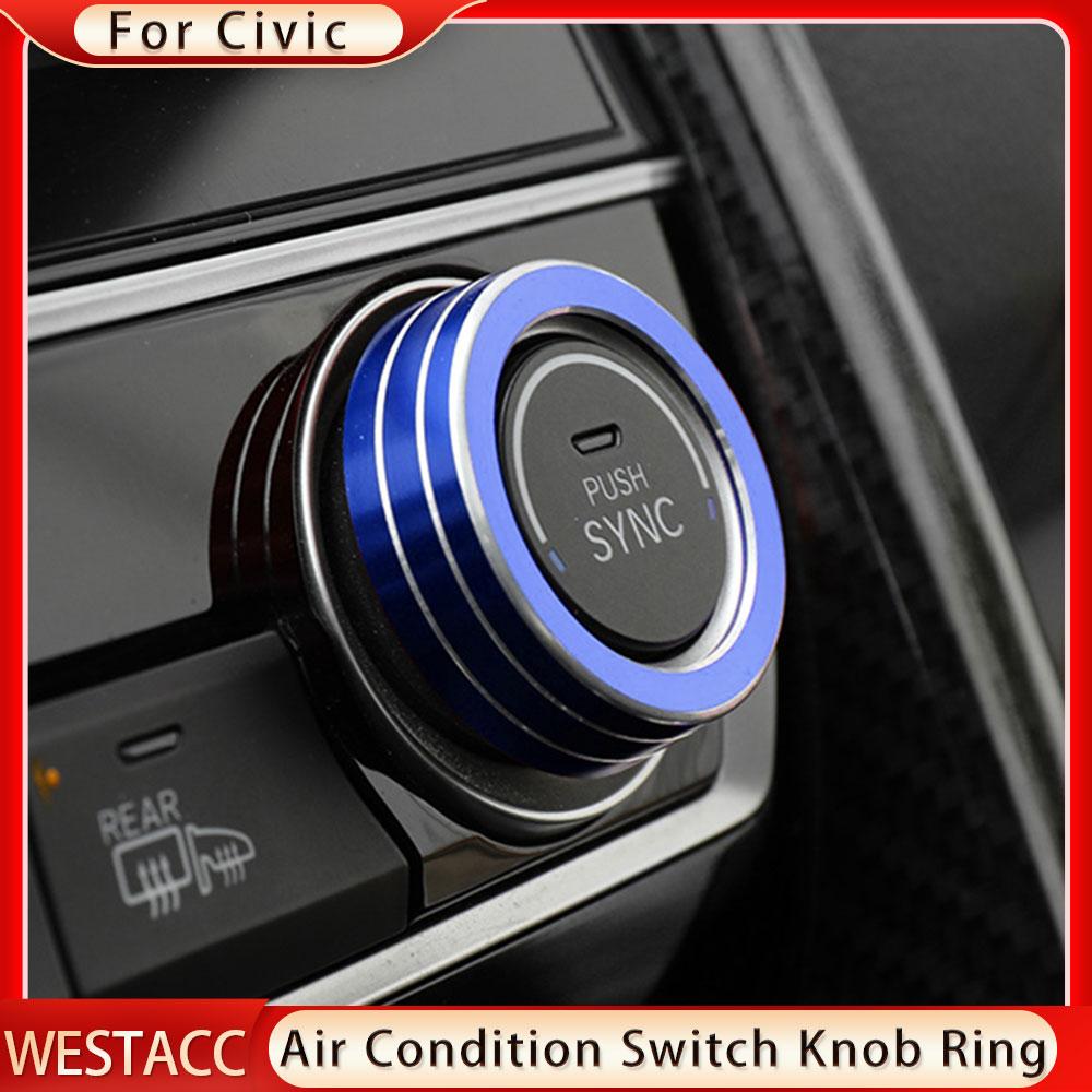 2 Pièces Anneau de Bouton de Commande de Climatisation A/C de Voiture Décoration Autocollante pour Honda Civic 10ème Génération 2016 2017 2018