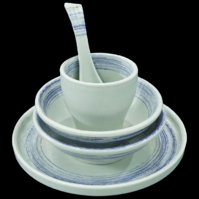 Fulu Donghao Melamine Blue Rim Threaded Rice Bowl
