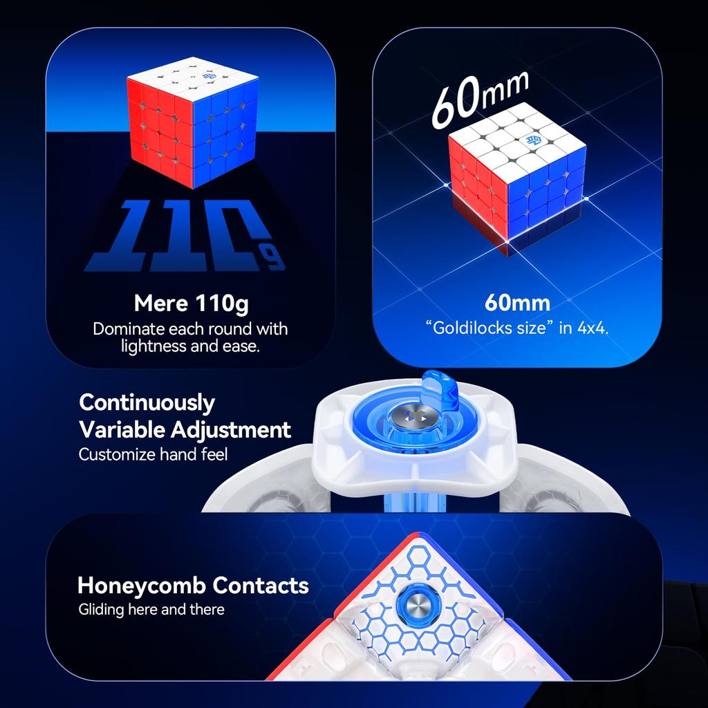 GAN460 M v2 Official GAN Cube Stickerless GAN460 M v2 4x4 Competition Magnetic Cube Easy to Turn Magic Cube (UV)
