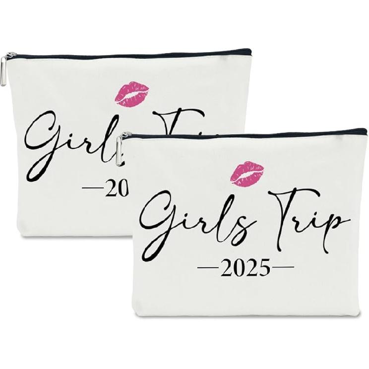 2 PCS Travel Gifts for Women Girls Trip Gifts Girls Weekend Gifts Girls Trip Gifts Favors Makeup Bag Weekend Bags for Women Friend Sister Traveler
