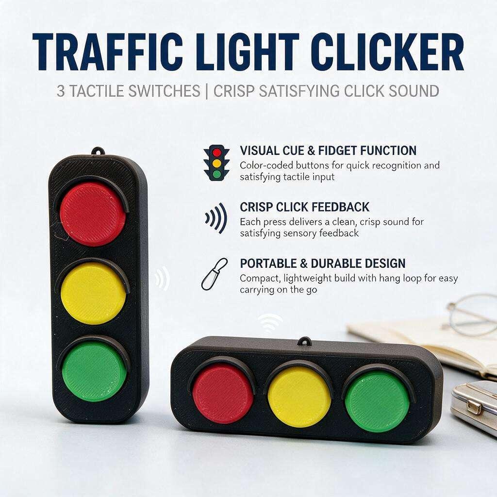 Traffic light button decompression keychain fun trendy gadgets key accessories bag pendant