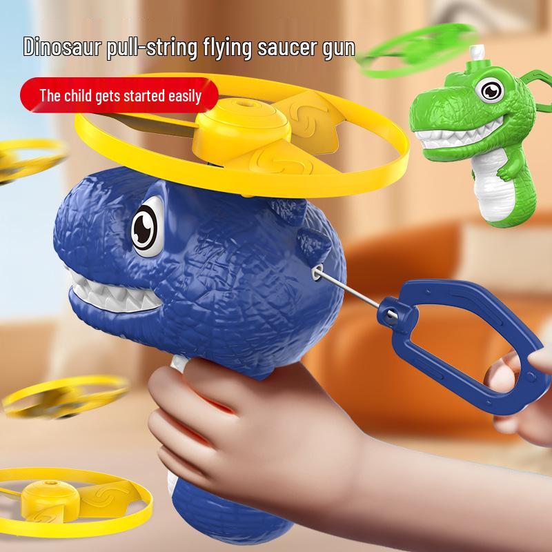 Kids' T-Rex Bamboo Dragonfly Toy: Hand-Pulled Flying Disc for Outdoor Parent-Child Fun