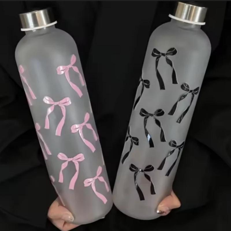 1L Butterfly Style Water Bottle, Gradient Matte Plastic Sports Flask, Anti-Slip Leak-Proof Gym Thermos with Stainless Steel Lid