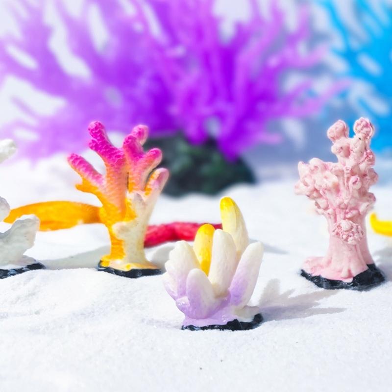 10pcs Colorful Artificial Corals Reef Decoration Simulation Corals Landscape for Bettas Fish Tanks Lovely Styles
