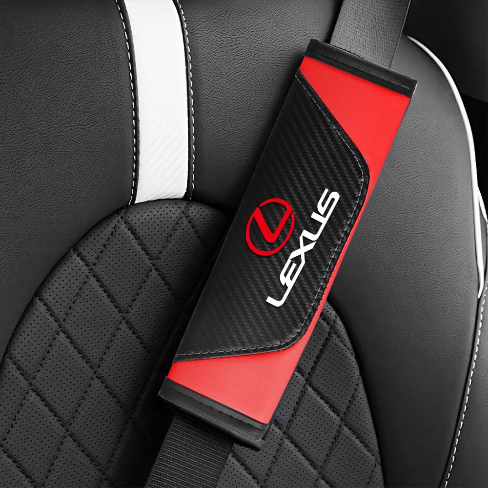 2Pcs Car Seat Adjuster Carbon Fiber Car Seat Belts Protect Shoulder Pad For Lexus NX IS 250 RX GS UX RX300 RX350 CT200H ES LX GX