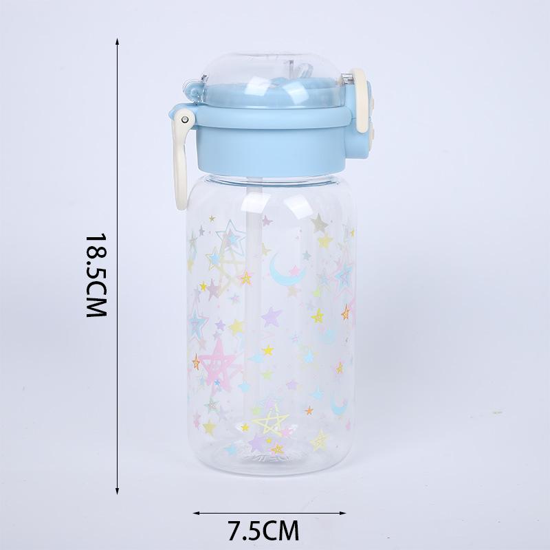 Water bottle cartoon high value printed plastic cup girls summer water cup double drink portable student cute cup straw cup