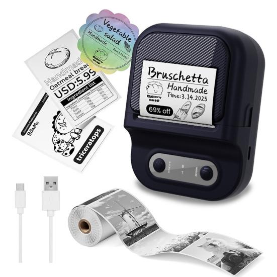 Label Maker Machine Portable Thermal Label Printer Bluetooth-compatible Mini Label Printer with Tape for Small Business Home School Barcode Address