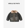 French Arielle De Pinto Boys' Jacket, New Winter Style, Stylish Boys' Fleece-Lined and Thickened Denim Jacket
