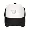 One Line Heart Graphic Trucker Hat Breathable Polyester Unisex Outdoor Sun Cap Adjustable Cap