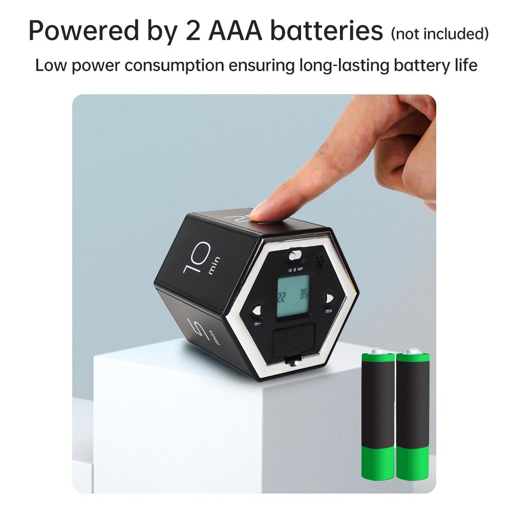 Temporizator cub multi-hexagonal Senzor de gravitate Temporizator digital cu ecran LED Alarmă sonoră Funcționare silențioasă