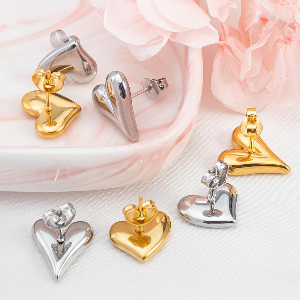 1Pair Mini Stainless Grid Design Steel Love Heart Stud Earrings for Women Girl Party Accessories DIY Jewelry Making Earring Base