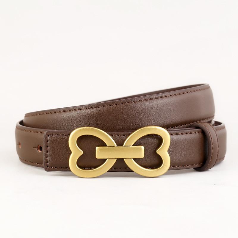 

Casual Leather Belt With Alloy Buckle For Office And Daily Wear темно-коричневого кольору
