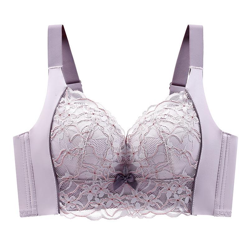 

Нижнее белье большого размера без стального ободка, женский бюстгальтер, сборчатого и регулирующего типа, плотная и тонкая поддержка верхней части, антипровисающий бюстгальтер. 75A фиолетовый