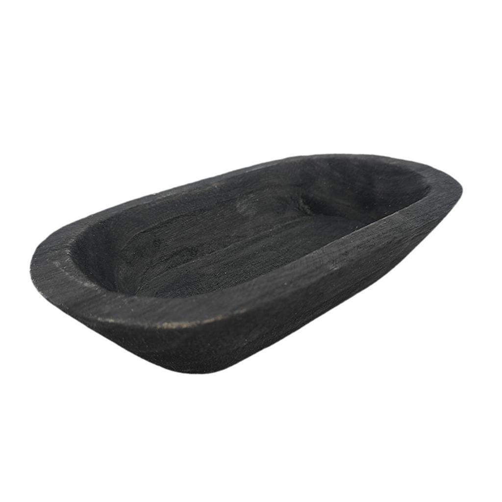 Decorative Wooden Storage Tray Hand Carved Bowl for Candle Tabletop Display for Kitchen or Living Room