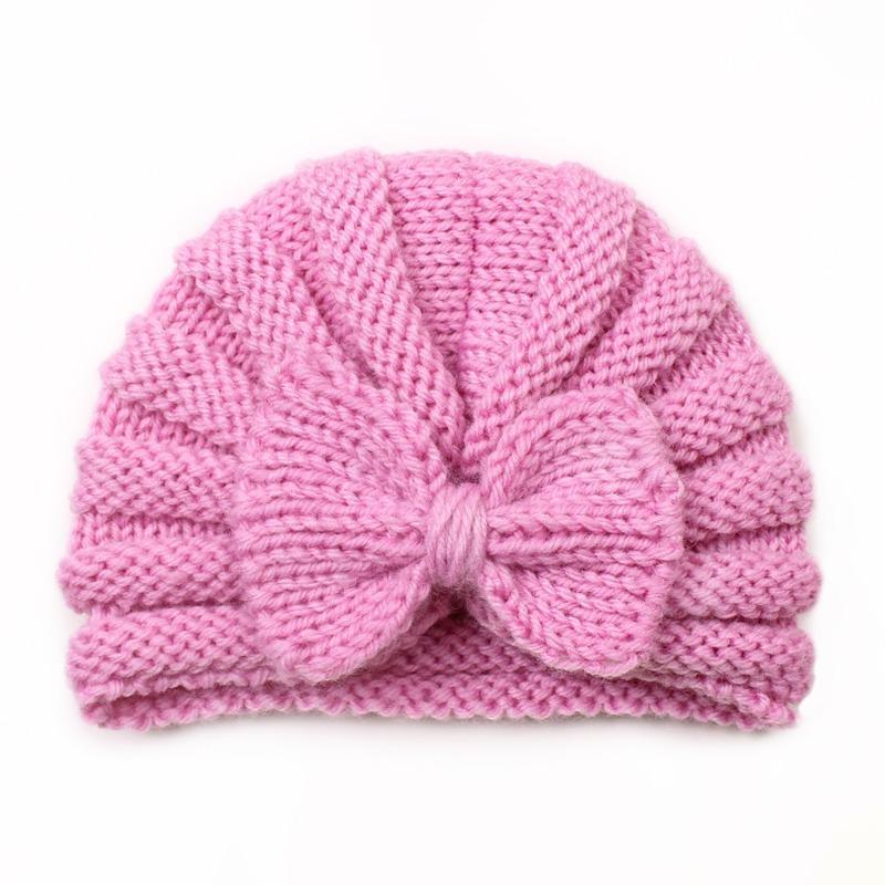 Autumn and Winter New Baby Bow Hat, Children's Knitted Warm Wool Hat, Baby Fetal Hat