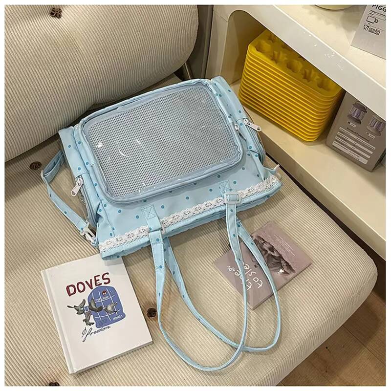 Nouveau Sac à Bandoulière Dot Ita Anime Sac Bandoulière Bidimensionnel Fille Mignonne Sac Transparent Otaku DIY Affichage BD Sac Messager 30x26x9cm bleu