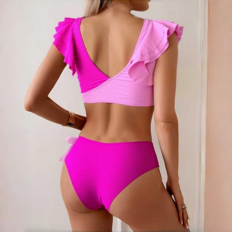 Women S High Waist Ruffled Split Bikini Swimwear For Vacation