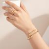 Square Shape Metal Jewelry Set Adjustable Simple Bracelet Ring Geometric Open Bracelet  Casual Wear