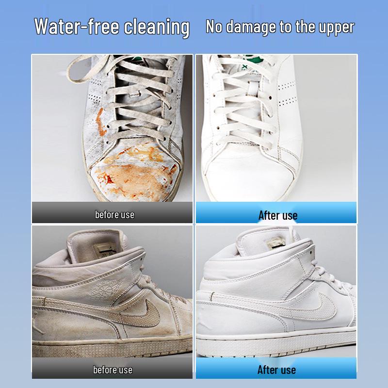 Weißschuhreiniger Schaum - Wasserlos, Trockenreinigung & Vergilbungsfleckenentferner