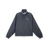 Originals Logo Stripe Comfortable Zip Up Stand Collar Loose Casual Jacket Women Dark Gray JY8879