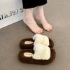 Thick-soled rhinestone fluffy slippers for women to wear 2025 new small versatile cotton slippers foreign style heightening shoes