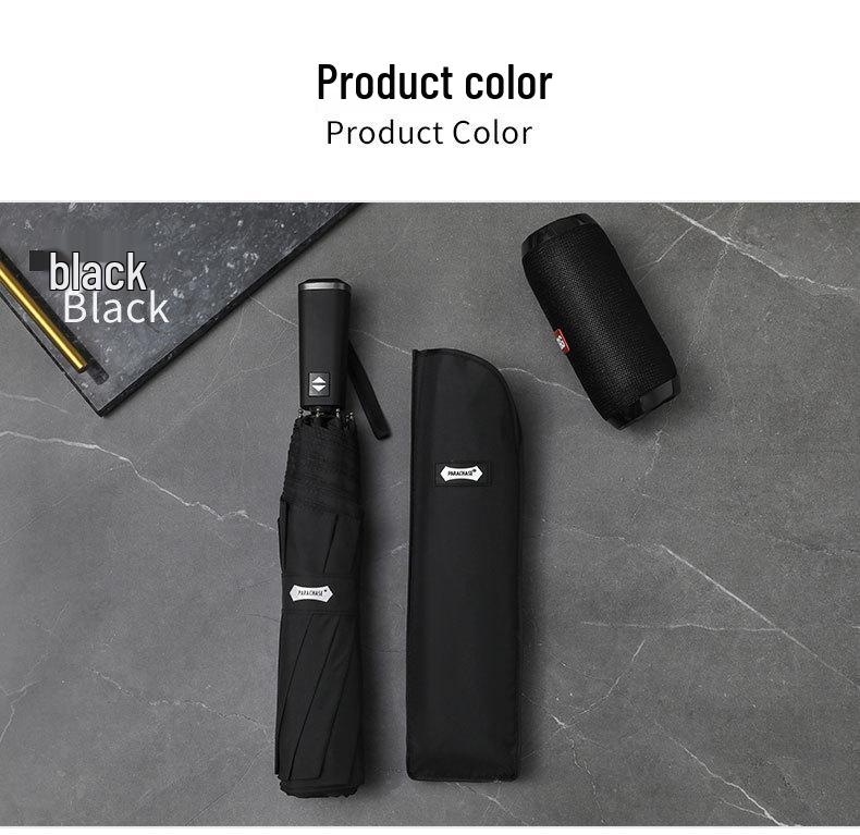 PARACHASE 135cm Super Large Automatic 3-Fold Umbrella, Flat Handle, Korean Style, Business Umbrella for Men