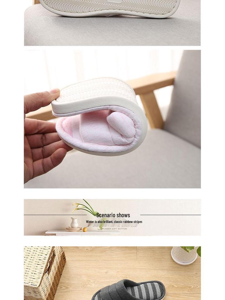 Japanska Linne Anti-Slip Par Tofflor för Vår/Sommar - Mjuk Sula Bomull Hemma Tofflor