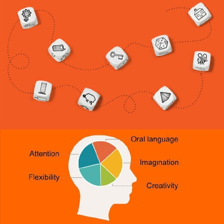 Erzählwürfel-Set für Kinder und Erwachsene, kreative Erzählwürfel, Brettspiel, lustige Erzählwürfel