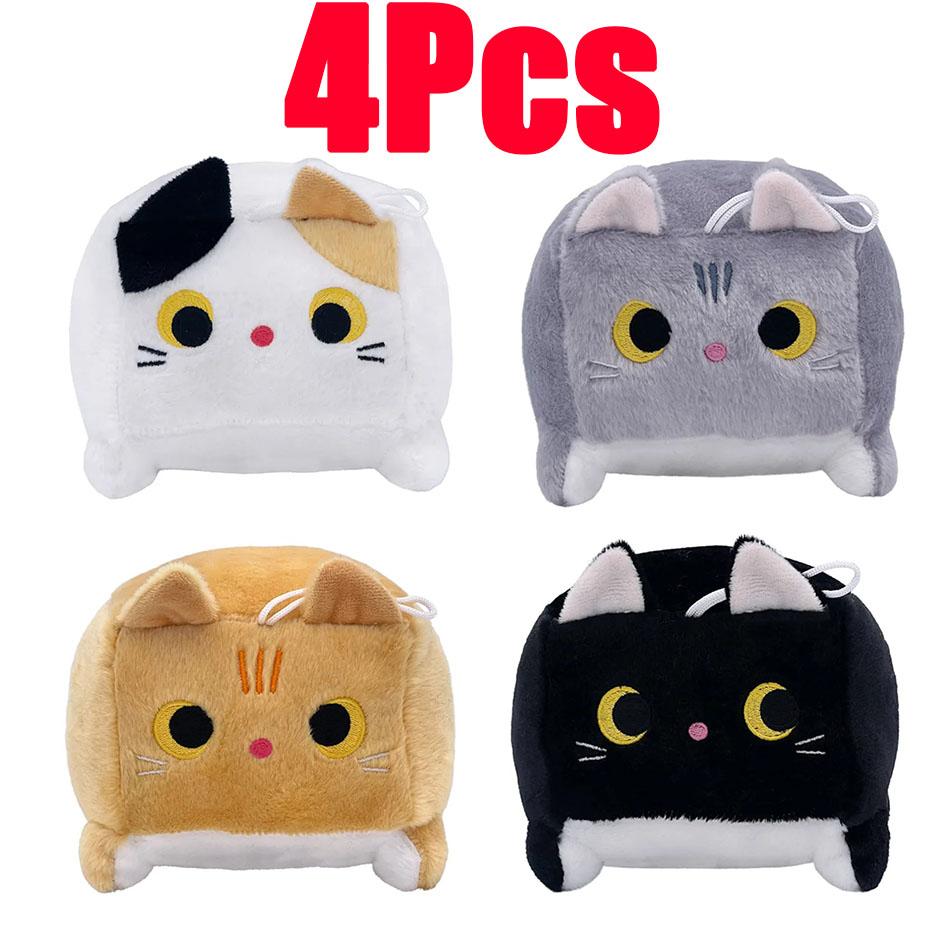 18cm Kawaii Kočičí Panenka Plyšová Hračka Stojící Chlupatá Kostka Kočky Plyšáci Černá Šedá Barevná Oranžová Malý Plyšák Zvíře Narozeninový Dárek