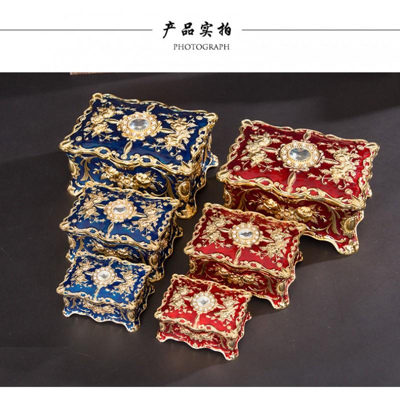 Metal Jewelry Box Rings Necklaces Small Vintage Style Decorative Storage Organizer Gift