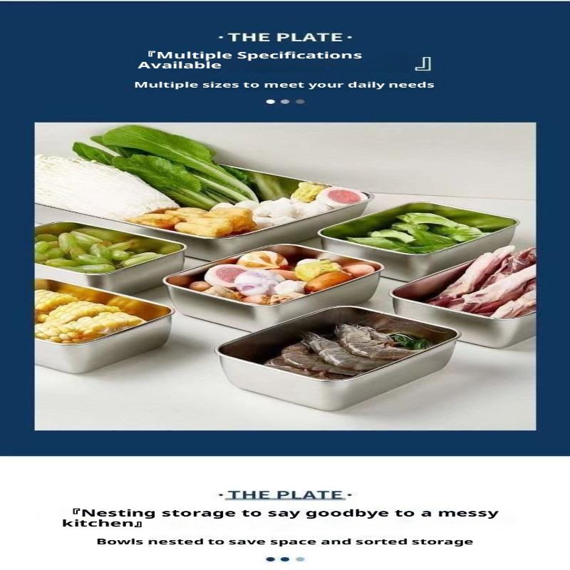 2/3/4/5 Peças Recipiente de Comida de Aço Inoxidável Caixa Com Tampa Grande Capacidade Armazenamento de Alimentos Caixa de Conservação Fresca Bandeja