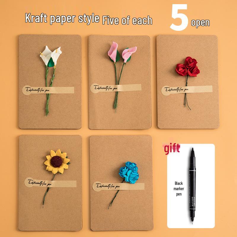 3D Dried Flower Handwritten Greeting Card for Teacher's Day, Love Letters, or Birthday – Perfect for Couples