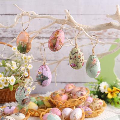 7 adet/takım renkli tavşan boyalı plastik paskalya yumurtaları sepet asılı kolye DIY paskalya yumurtası el sanatları ev paskalya parti malzemeleri