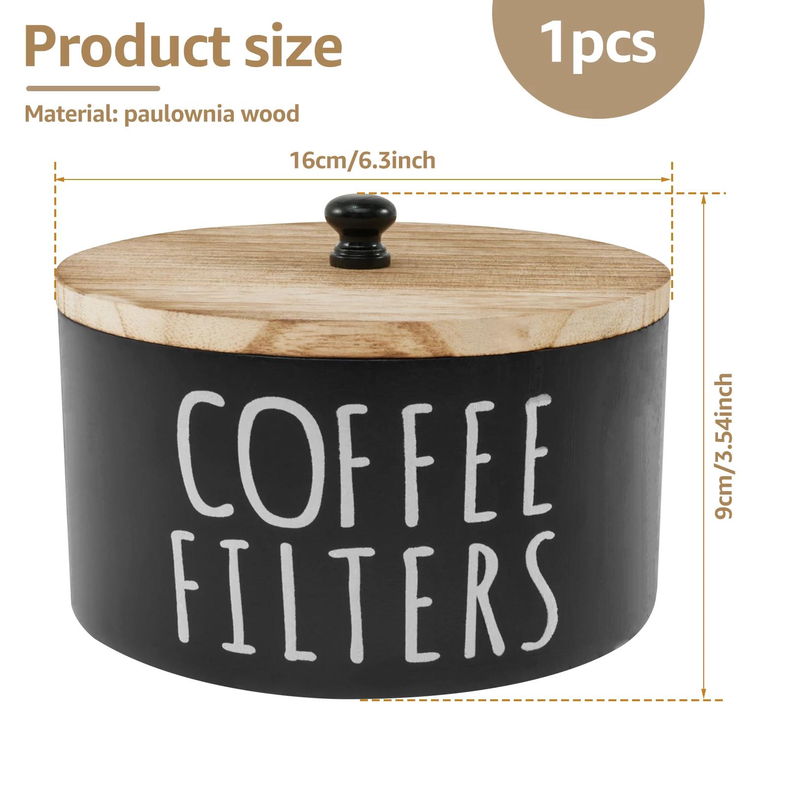 

Wooden Coffee Filter Paper Storage jar hold 50pcs Filters Paper Coffee pods Storage Container kitchen Coffee bar organizer чорний