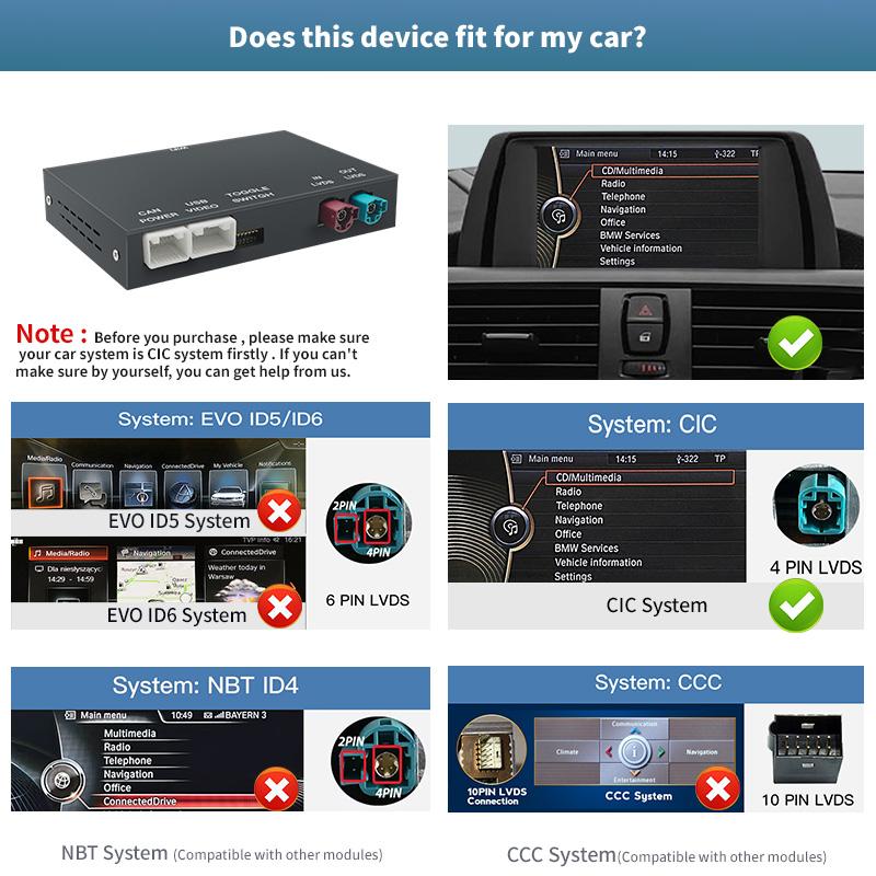 Wireless CarPlay And Android Auto For BMW NBT CIC System 1 2 3 4 5 6 7 Series X1 X3 X5 X6 MINI F20-F25 F30-D36 F10 F48 F11 F10